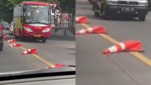 Viral Traffic Cone Mleyot di Semarang, Dishub: Bukan Karena Cuaca Panas