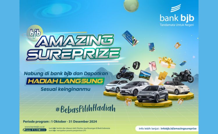 bank bjb Hadirkan Program Amazing SurePrize, Tempatkan Dana Bisa Dapat Hadiah Cashback Hingga Kendaraan Bermotor