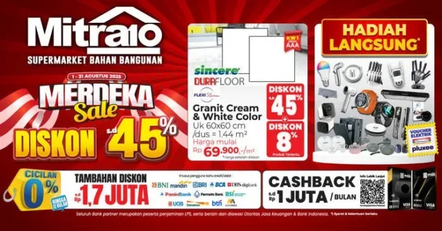 Belanja Merdeka di Mitra10! Diskon Hingga 45% dan Hadiah Langsung Tanpa Diundi