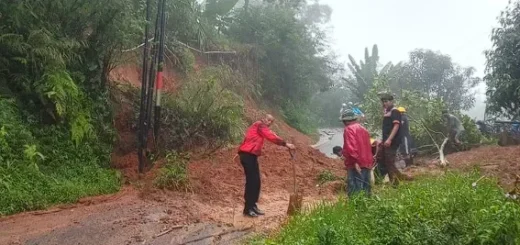 Aksi Cepat Tanggap Polsek Banjarwangi dan Warga: Bersihkan Longsor di Jalan Cikajang-Banjarwangi Agar Lalin Normal Kembali